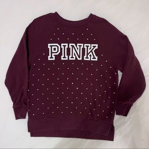 Victoria’s Secret pink crewneck with jewels. Maroon kinda color